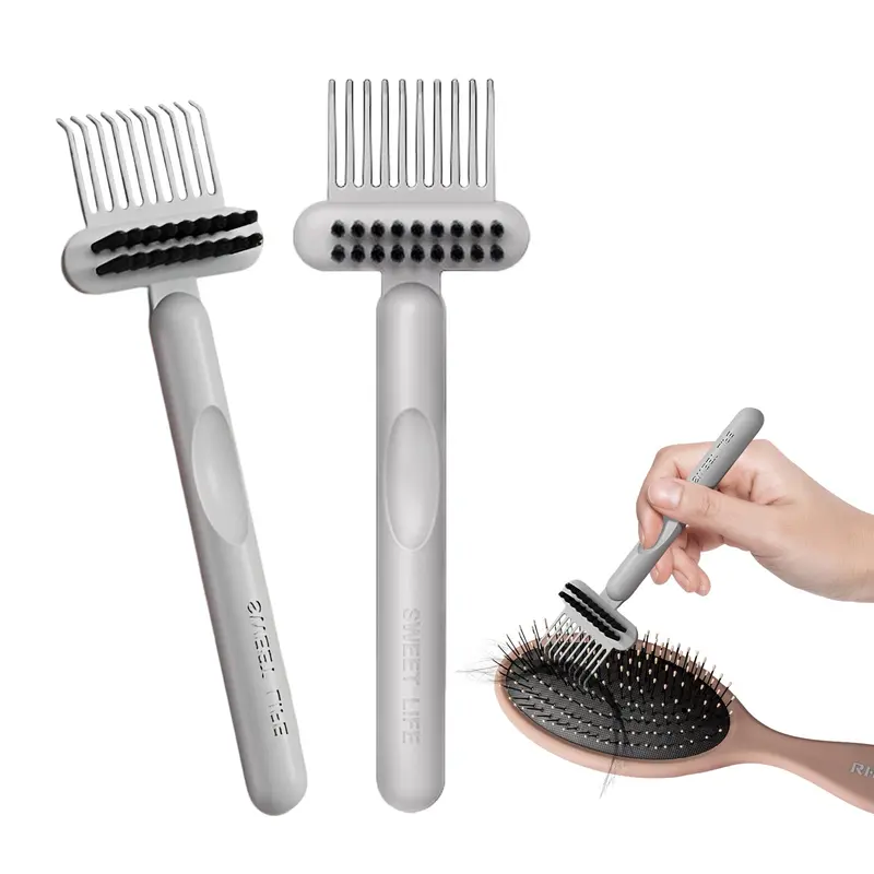 RHOS Outil de Nettoyage 2-en-1 pour Brosses | Poignée Ergonomique, Lot de 2 - Gris