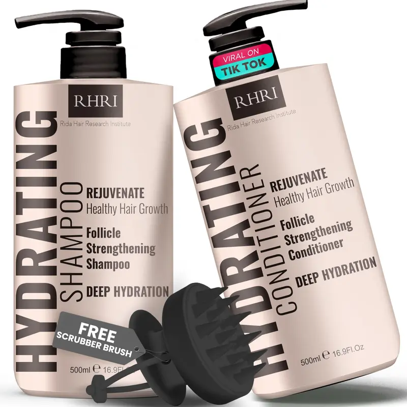 Rida Hair Research Institute – Set Hydratant Shampoing & Après-Shampoing 34 oz (Pack de 2) pour Cheveux Secs, Abîmés, Gras et Fins