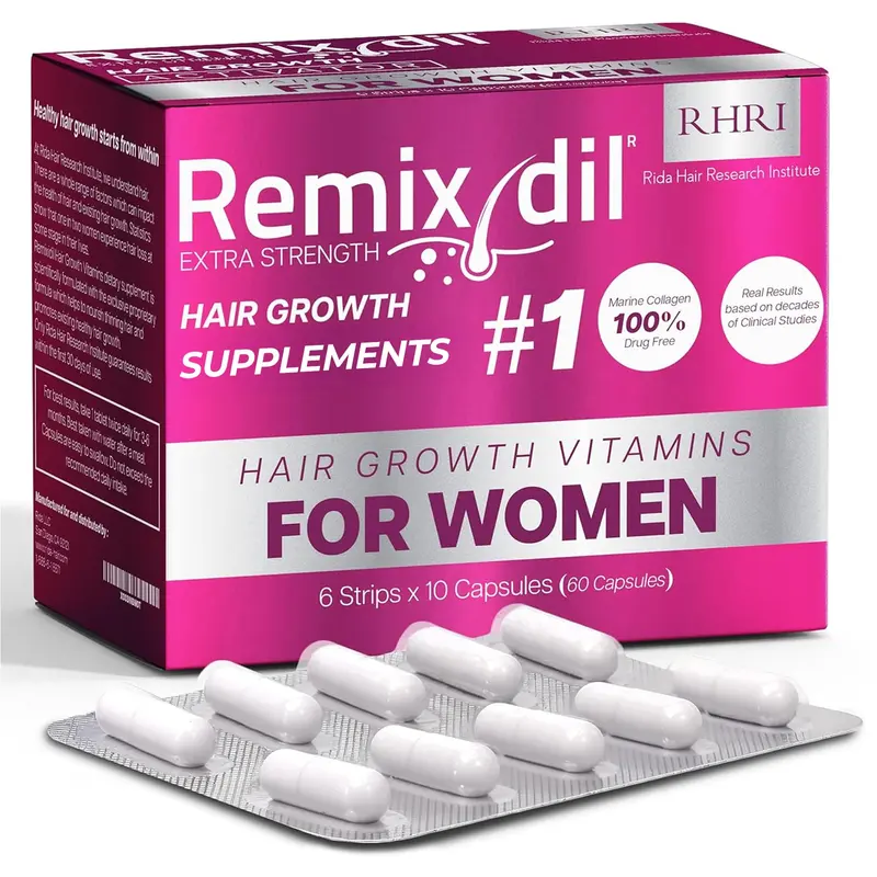 Rida Hair Research Institute – Vitamines croissance cheveux femmes | Épaisseur et force | 60 capsules