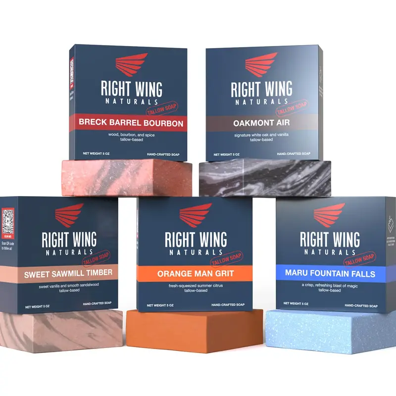 Right Wing Naturals – Ensemble Cadeau Savon en Barre pour Hommes | Savon Bio à Froid | Lot de 5 Barres