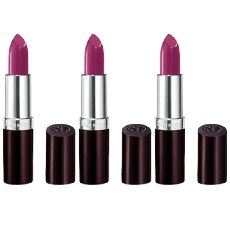 Rimmel Rouge à Lèvres Améthyste Scintillante – Coffret 3 Pièces, Teinte longue tenue