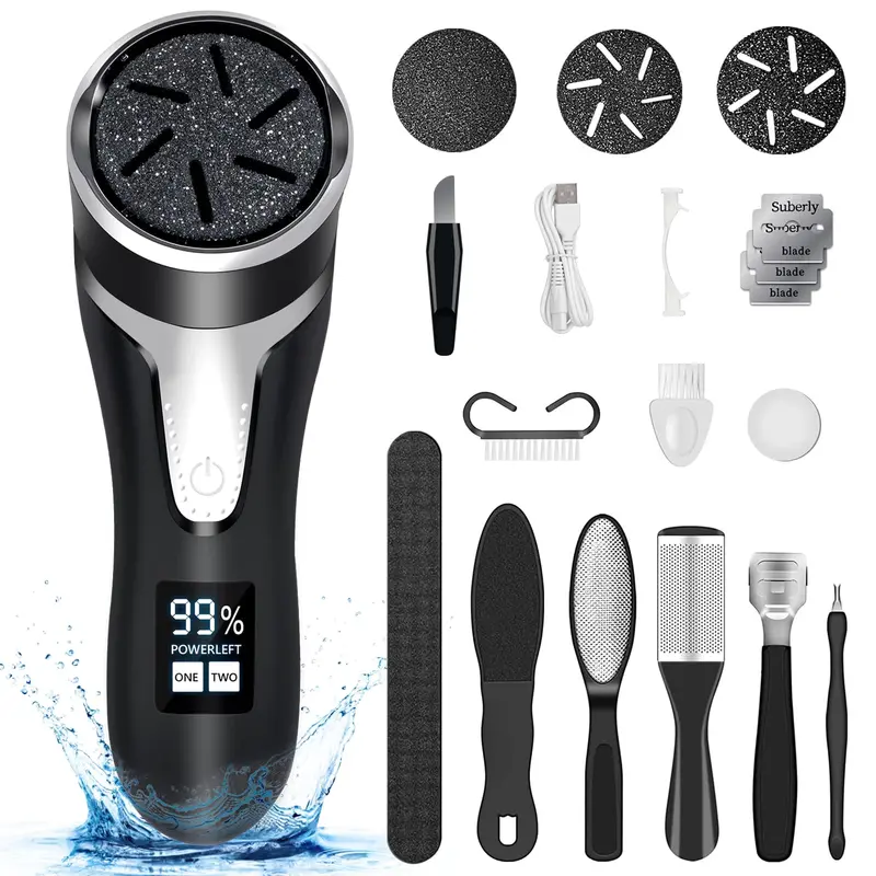 RIRC — Outil Électrique pour Callosités des Pieds, Rechargeable, Écran LCD, IPX7, 2 Vitesses