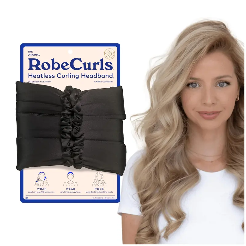 RobeCurls Original – Bandeau Satin Sans Chaleur avec 2 Élastiques Satin