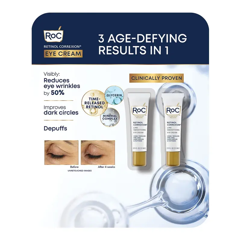 RoC Crème Contour des Yeux Retinol Correxion – Pack de 2, 0,5 oz
