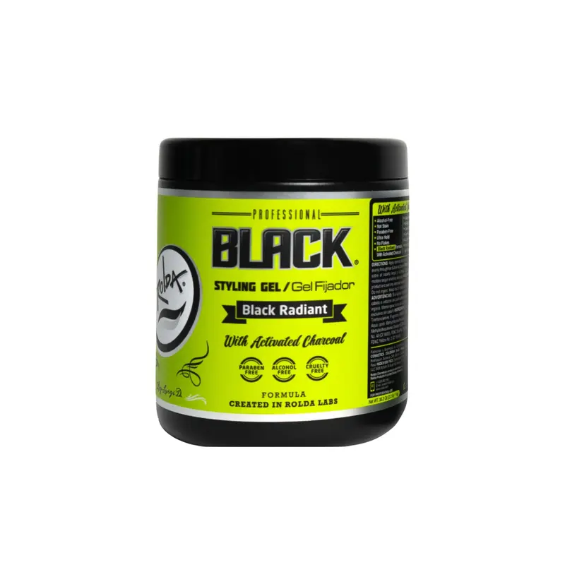 Rolda Gel Noir – Tenue Forte, Brillance Moyenne et Charbon Actif (Couvre Gris)