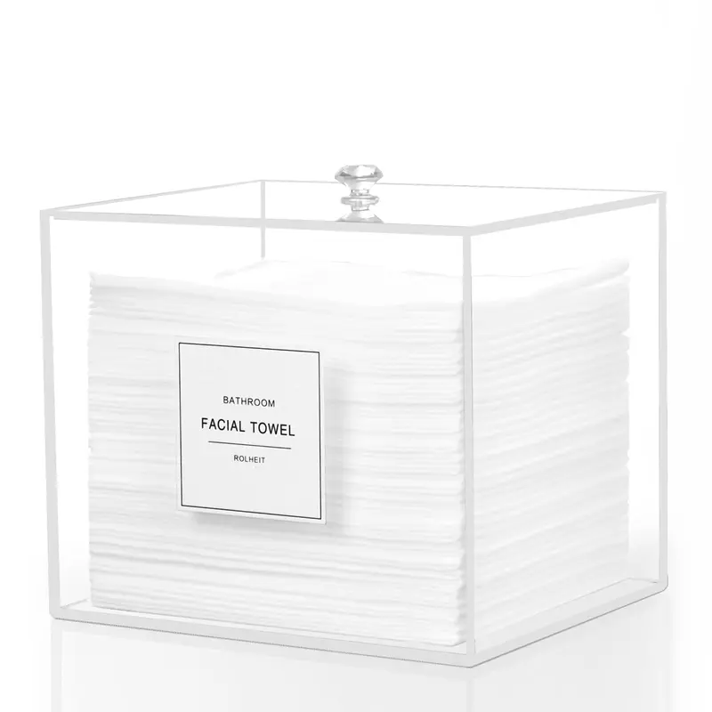 Rolheit Boîte Acrylique pour Serviettes Faciales Jetables — Rangement Transparent et Compatible Clean Skin Club
