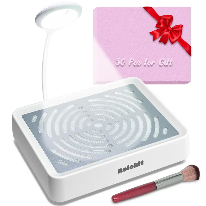 Rolokit Collecteur de Poussière pour Ongles avec Lampe LED – 40 W, 50 Filtres Jetables, Bruit Faible