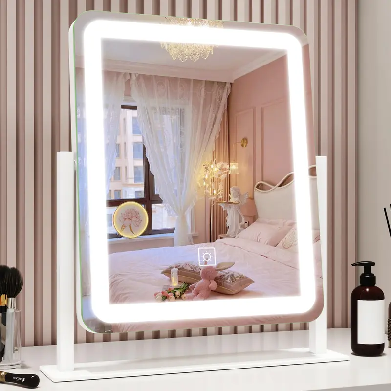 ROLOVE Miroir Vanity avec Lumières LED – 12,6×15, Contrôle Tactile et 3 Modes