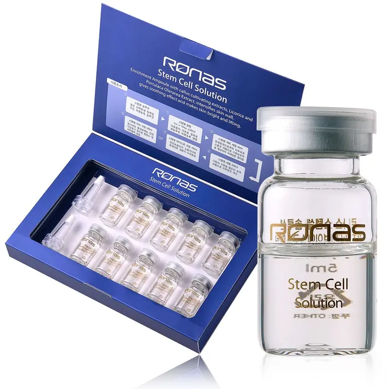 Ronas Solution Cellules Souches – Ampoules Anti‑Âge, Sérum à base de Cellules Végétales et Acide Hyaluronique – 10 ampoules