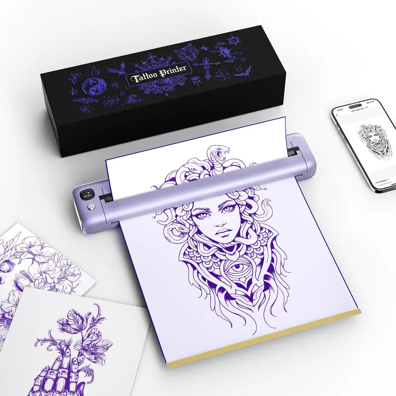 Rongta F81S Imprimante Pochoir Tatouage Sans Fil – Bluetooth, Papier Transfert Inclus