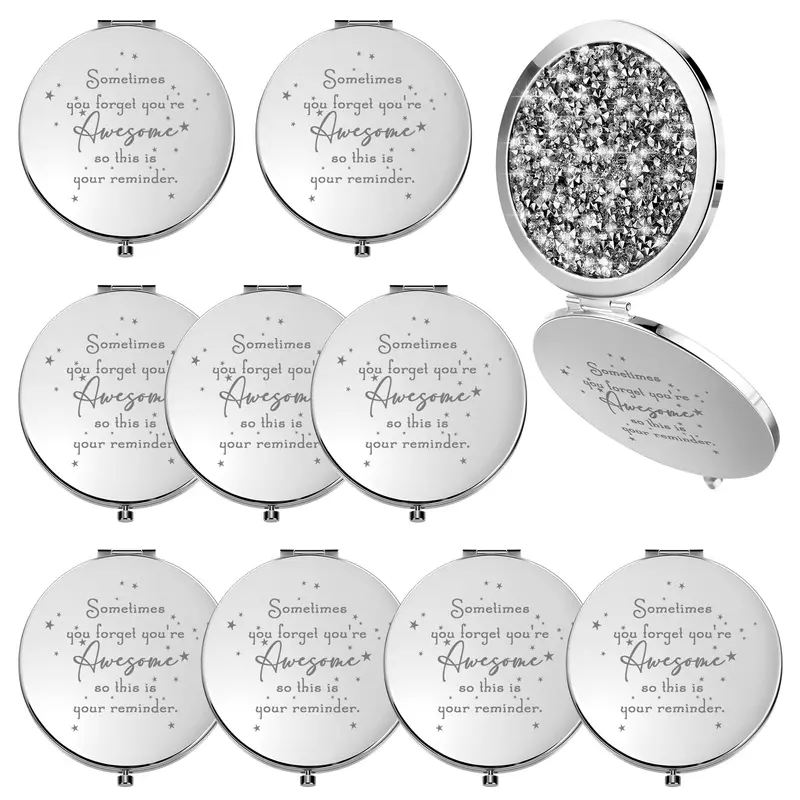 Roowest – 10 Miroirs Compacts Inspirants, Cadeau Pour Elles (Blanc)