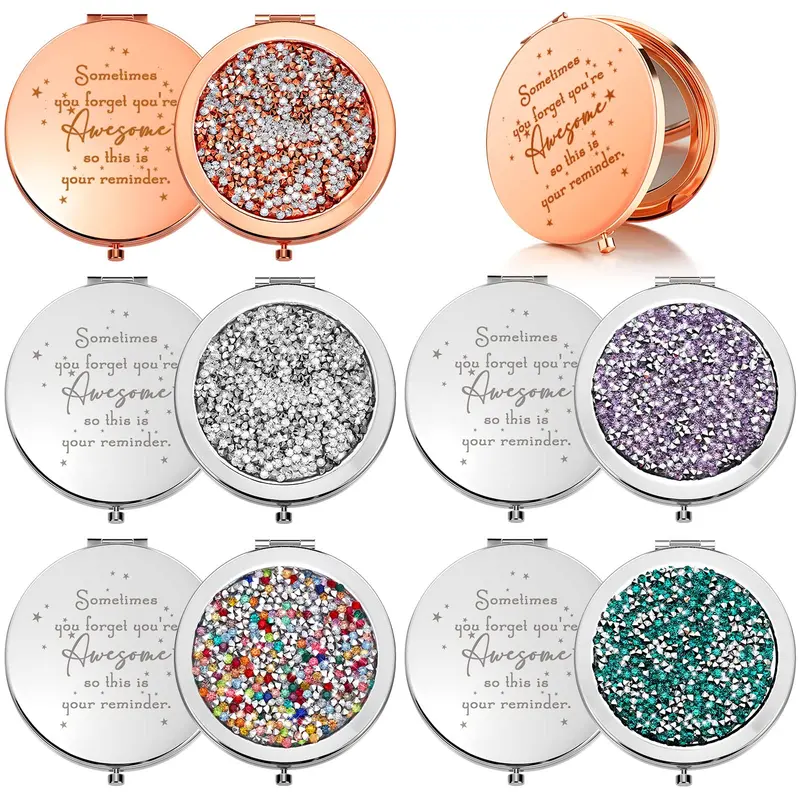Roowest – Lot de 10 Miroirs Compacts Inspirants avec Message Positif – Cadeaux pour Femmes, Collègues et Amies (Multicolore)