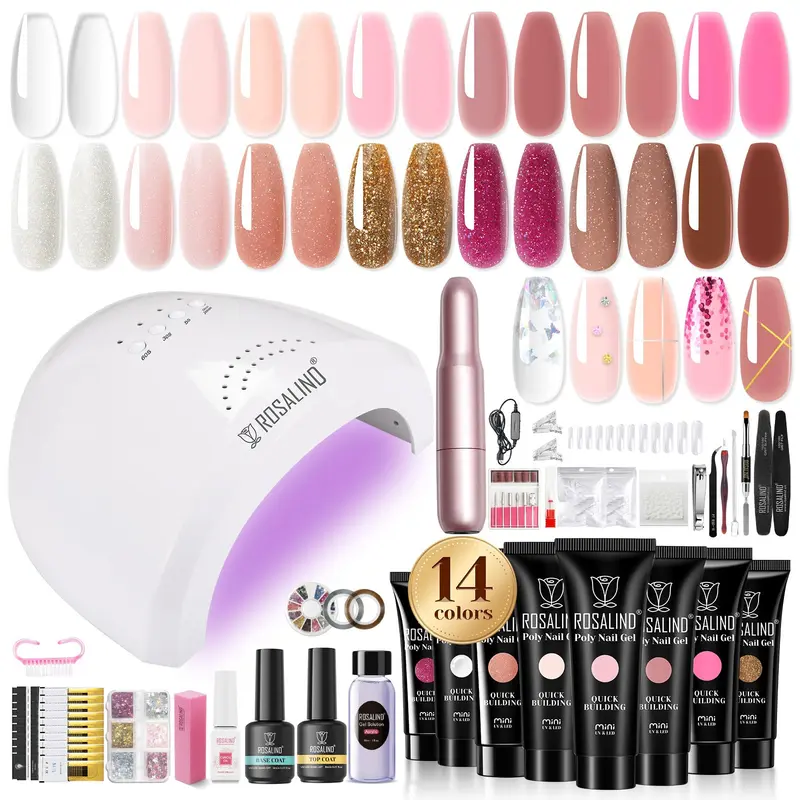 ROSALIND Kit Gel Ongles 14 Couleurs + Drill 48W – Lampe UV et Accessoires