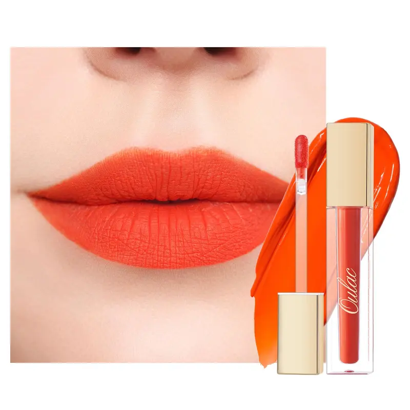 Rouge à Lèvres Liquide Matte Orange Oulac – Longue Tenue, Résistant à l’Eau, Sans Transfert, Végane et Non Testé sur les Animaux