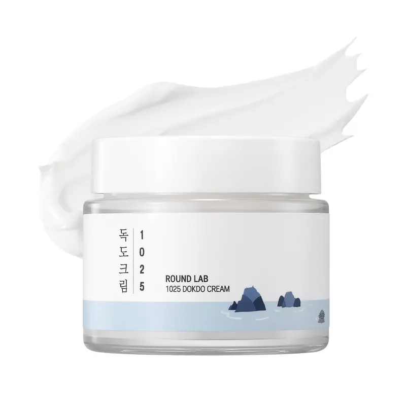 ROUND LAB 1025 Dokdo Crème – Crème hydratante visage 80 ml, 48 h, sans parfum, pour peau sensible et sujette à l'acné