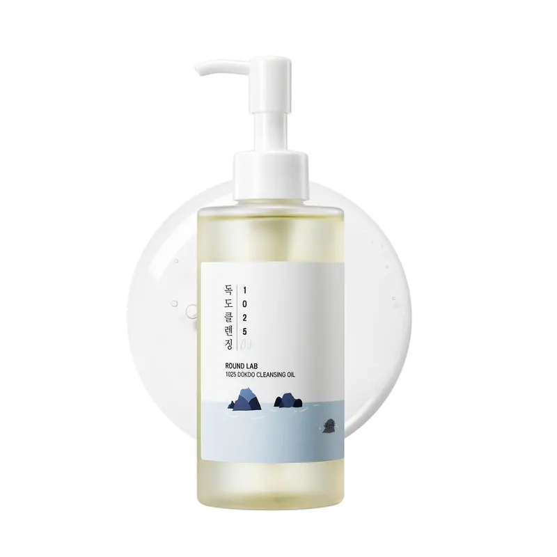 ROUND LAB 1025 DOKDO Huile Nettoyante Visage Légère – Démaquillant pour Peau Sensible, Purifie Pores, Sans Résidu Gras