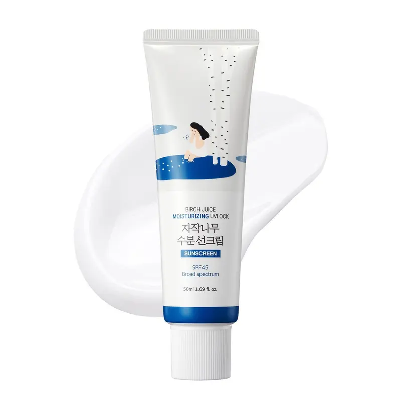 ROUND LAB Birch Juice UV LOCK SPF45 – Soin solaire hydratant léger, sans parfum, sans fini blanc (1,69 oz)