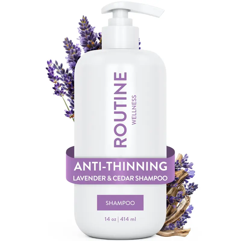 Routine Wellness Shampoo Anti-Chute – Biotine et Bloqueur de DHT – Pour Femmes et Hommes – Color Safe – Lavande & Cèdre – 14oz