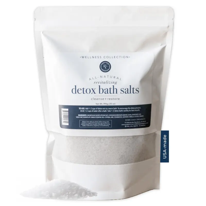 Rowe Casa Organics Sels de Bain Détox – Magnésium et Argile Bentonique, 35 oz | Détente et Bien-être