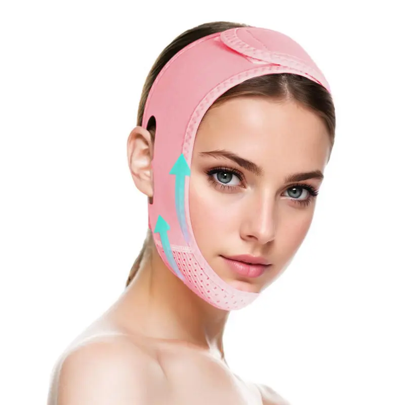ROWMATE Masque lifting Ligne-V et bandeau menton pour dormir – Contour V féminin, taille moyenne, rose