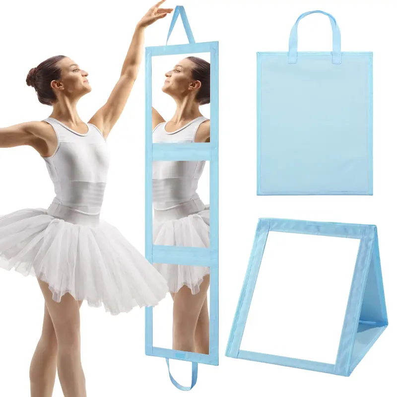 ROYALAY Miroir Pliable Plein Pied avec Poignée – 47×13 pouces, Portable pour Voyage et Coulisses (Bleu)