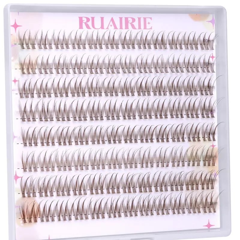 Ruairie Clusters de Cils Bruns Naturels à Faire soi-même 9-11 mm, 96 pièces