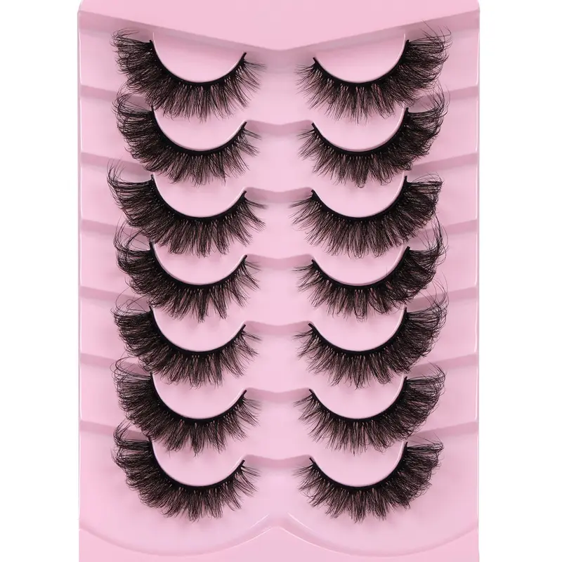 Ruairie Mink Cils – Faux Cils Effilés œil-de-renard 20 mm, Pack Dramatique 7 Paires