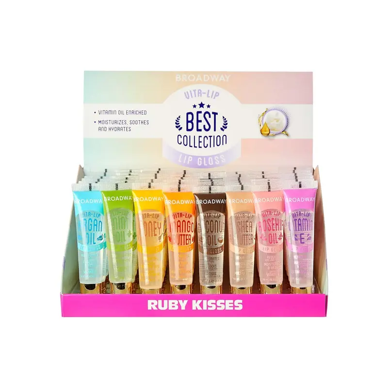 Ruby Kisses Broadway Vita-Lip Gloss — Hydratation Intense et Brillance Durable (48 pièces)