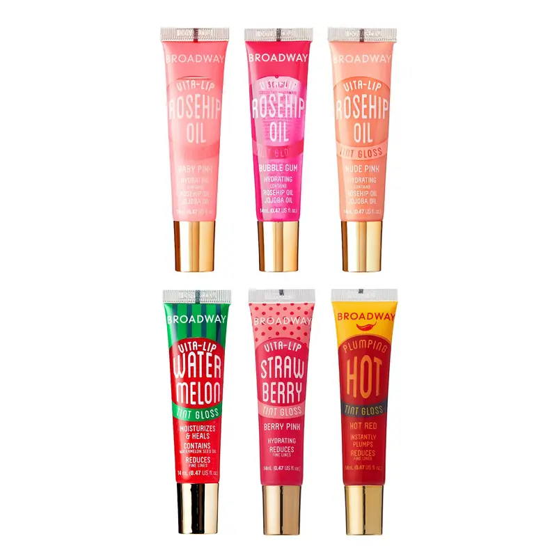 Ruby Kisses Broadway Vita-Lip – Lot de 6 gloss pour les lèvres, hydratation intense et fini brillant