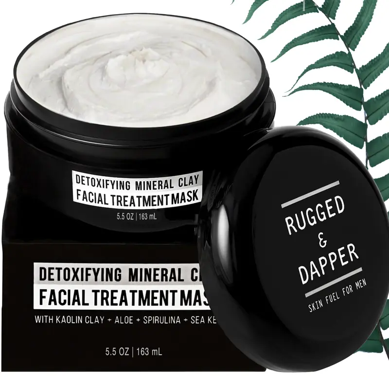 RUGGED & DAPPER - Masque Visage Premium pour Hommes - Détox des Pores et Lutte contre les Points Noirs - Fabriqué aux États‑Unis avec Argile Kaolin - 150 ml (5,5 oz)