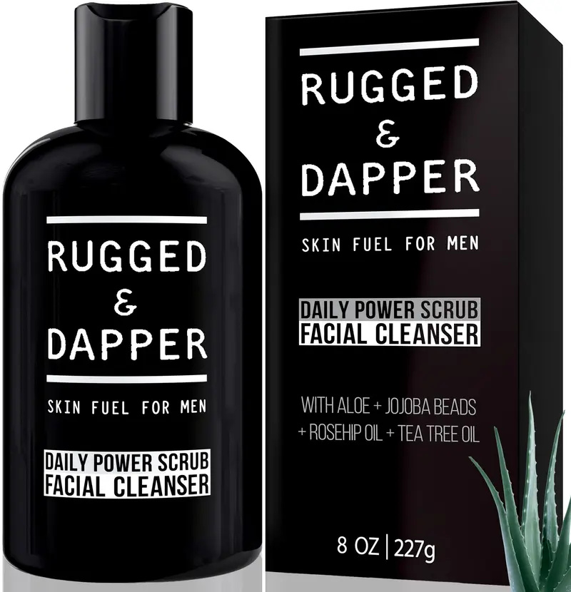 RUGGED & DAPPER – Nettoyant Visage Quotidien et Gommage pour Hommes – 5 Mois – Fabriqué aux États‑Unis