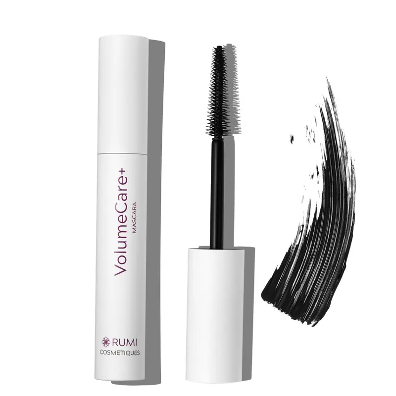 Rumi Cosmetiques VolumeCare+ Mascara pour cils matures – longueur extrême et volume 2-en-1, sans paquets ni bavures, longue tenue, hypoallergénique (Noir naturel)