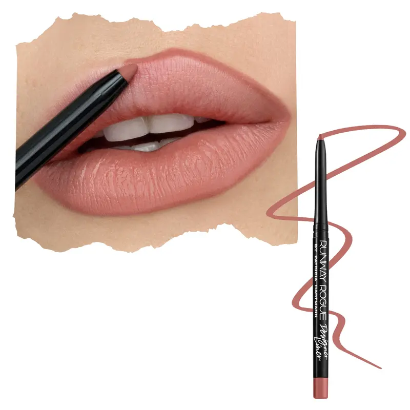 Runway Rogue Crayon Contour Lèvres – Fini Mat, Teinte Nude Éveil, Aiguiseur Intégré