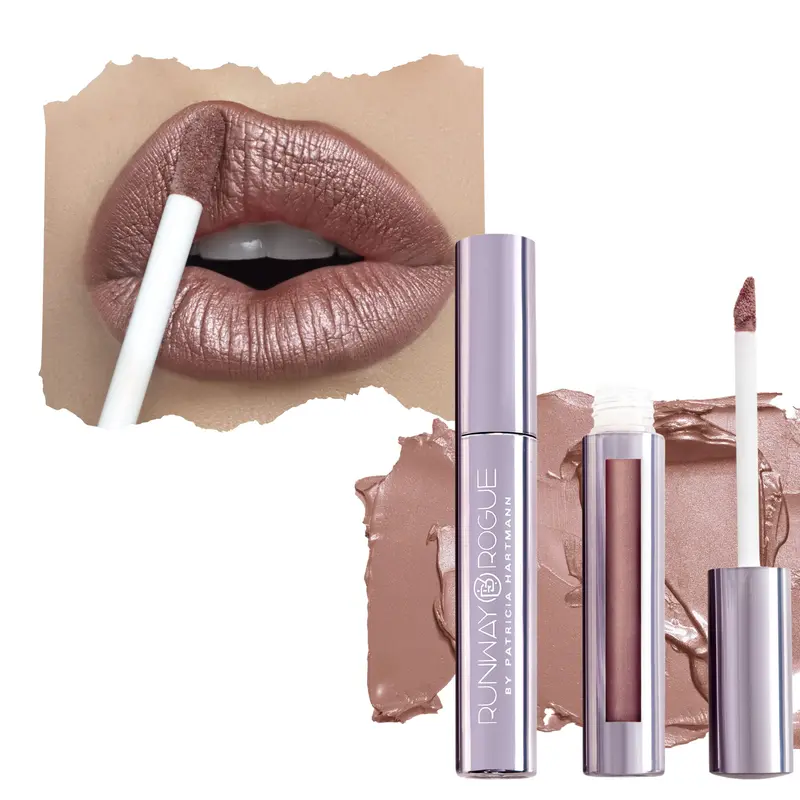 Runway Rogue Pearl Glam – Rouge à lèvres liquide longue tenue, fini scintillant argent et or Soft Light