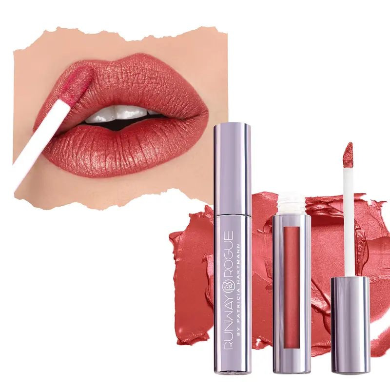 Runway Rogue Pearl Glam Rouge à Lèvres Liquide Longue Tenue – Teinte Day Rate, Nacré Doré