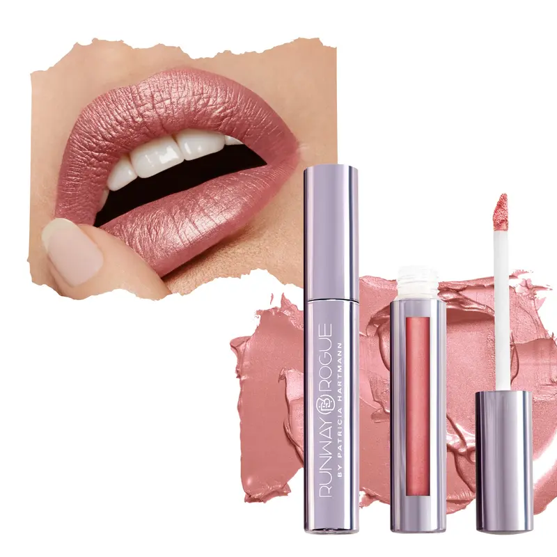 Runway Rogue Silk Glam Lipstick – Jet Set, rose givré, longue tenue et végan
