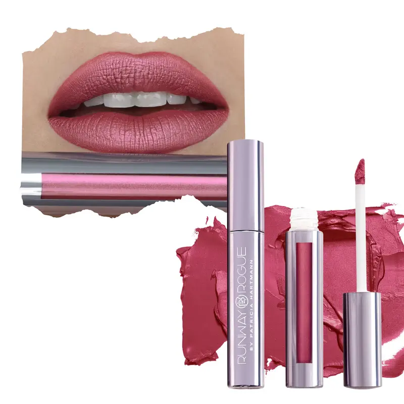 Runway Rogue Silk Glam Rouge à Lèvres Liquide – First Class, Berry Givré Rosé – Longue Tenue