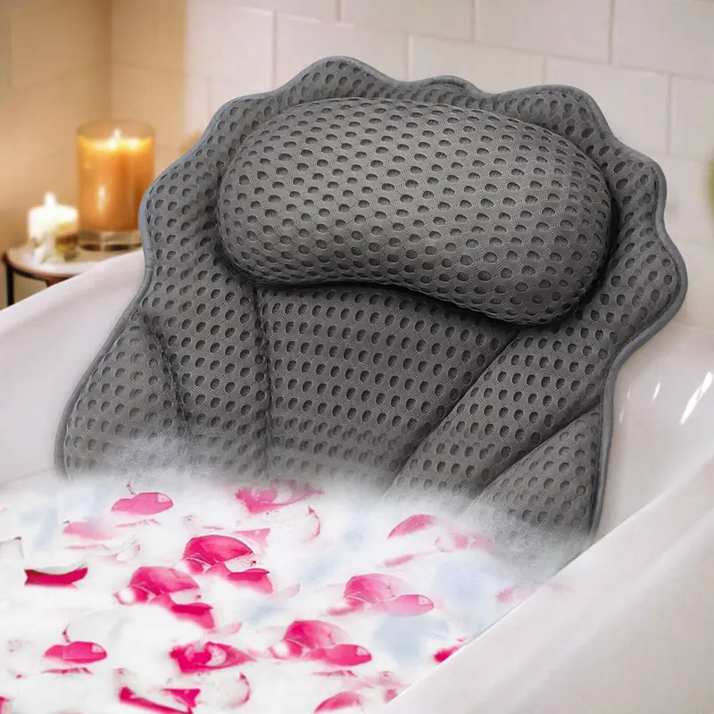 RUVINCE Oreiller de Bain Ergonomique 4D – Soutien Tête/Cou/Epaules, 6 Ventouses