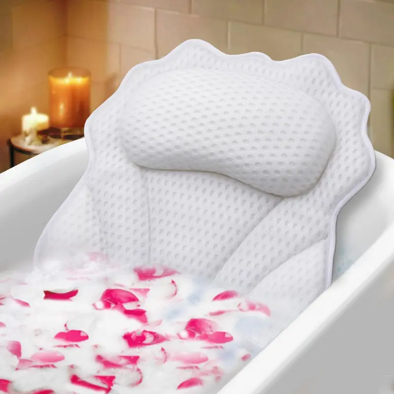 RUVINCE Oreiller de bain Ergonomique – Soutien tête, cou et épaule, 6 ventouses