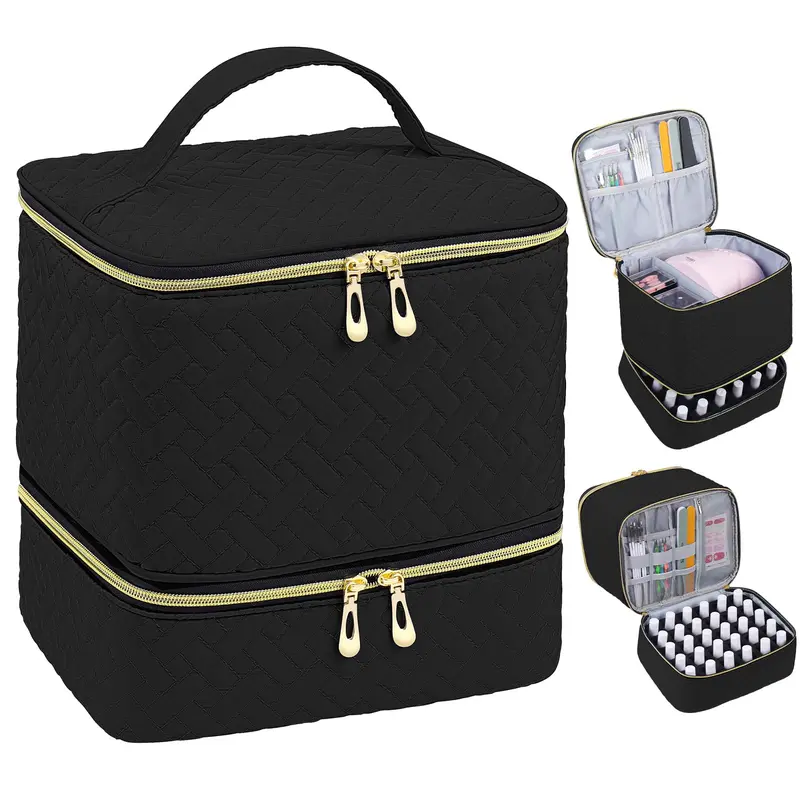 RZMAYIS Organisateur Vernis à Ongles – 30 Flacons, Lampe, Sac Double Étage Portable
