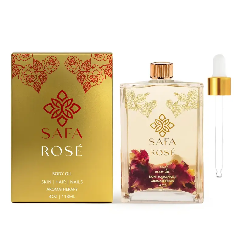 SAFA Rosé Oil — Huile Rose Biologique pour Visage, Corps, Cheveux et Aromathérapie | Après Douche | Parfum naturel – 118 ml