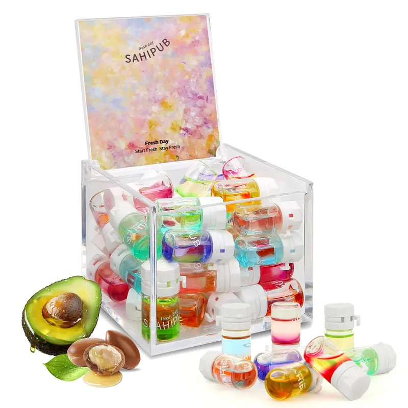 SAHIPUB Huile Parfum Cheveux – 40 Mini Bouteilles, Soin 2-en-1 Argan & Avocat, Sans Rinçage, Longue Tenue (54 ml)