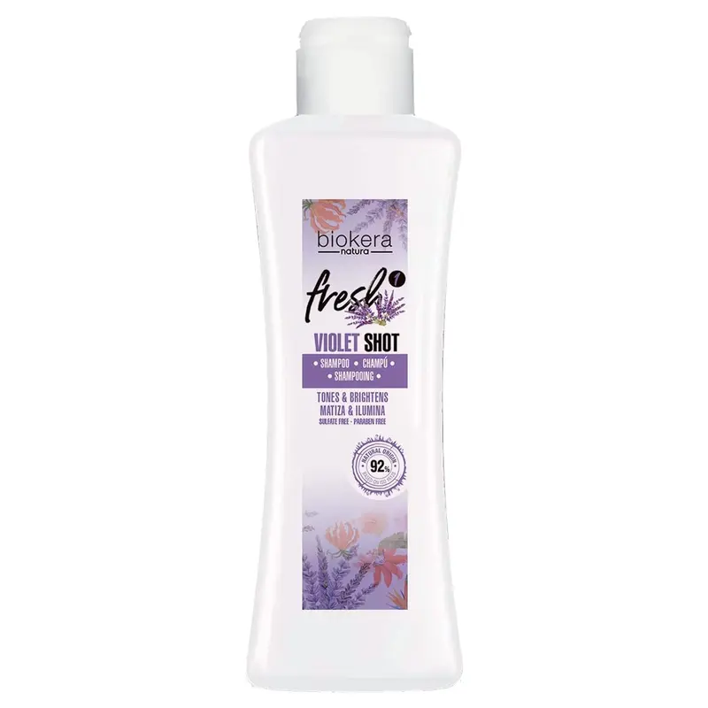 SALERM Biokera Fresh Violet Shampoo - Shampoing violet pour blondes, gris et mèches - 300 ml - Sans sulfates et parabènes