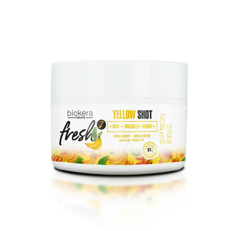 SALERM Biokera Natura Fresh Yellow Shot Masque – Hydratation, Réparation et Protection – 250 ml – Sans sulfates et parabènes