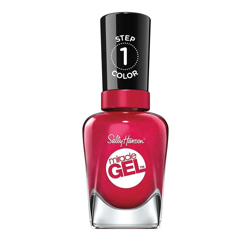 Sally Hansen Miracle Gel Bordeaux Glow – Vernis Gel Sans UV, Système en 2 Étapes, Finition Brillante