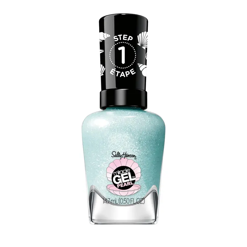 Sally Hansen Miracle Gel Perles – Vernis Bleu à Effet Gel, 903 Mer du Jour, Sans UV, À Deux Étapes