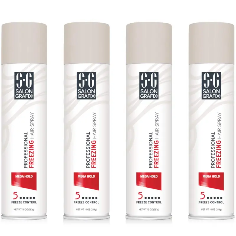 Salon Grafix Mega Hold – Spray Coiffant Professionnel à Fixation Maximale, 10 oz (Lot de 4)