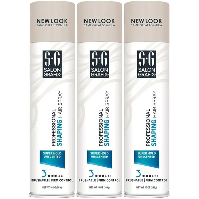 Salon Grafix Spray Coiffant Professionnel Ultra Tenue Sans Parfum – 10 onces (Lot de 3)