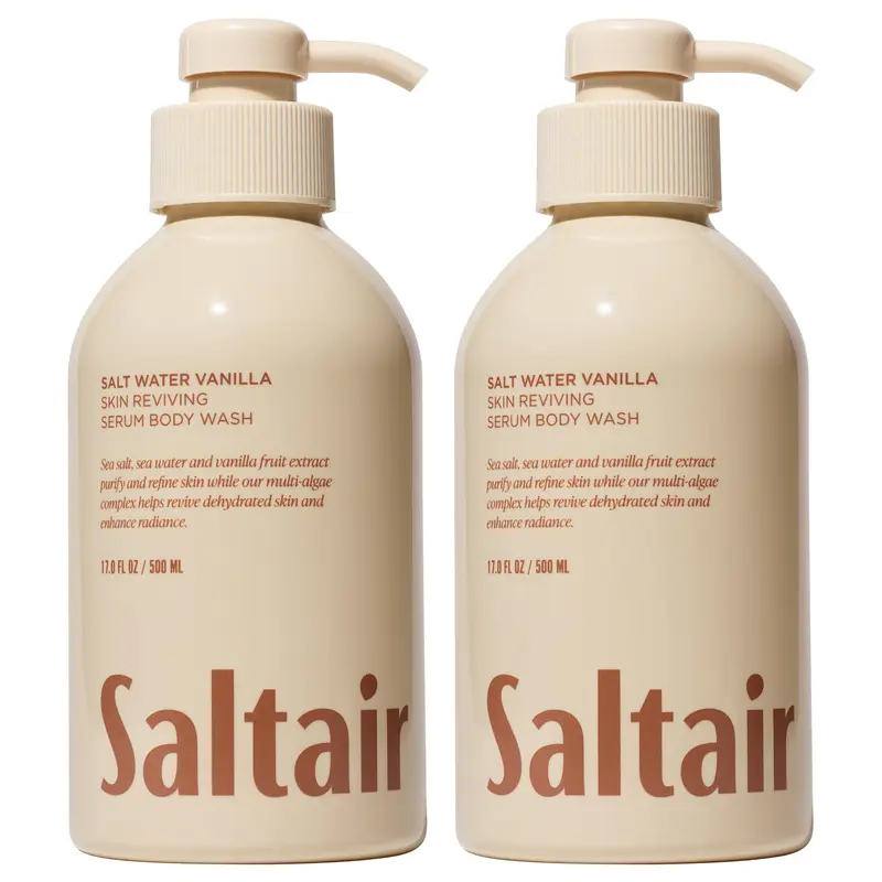 Saltair Gel Douche Salt Water Vanilla – Lot de 2 × 17oz, hydratant au Monoï et Cupuaçu