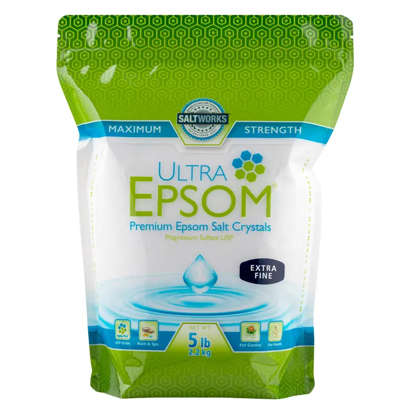 SaltWorks Ultra Epsom Bain – Sans Parfum, Grain Extra Fin, Sac de 5 Livres